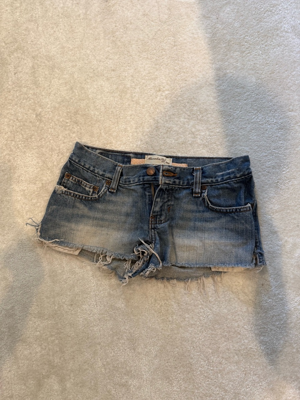 Abercrombie & Fitch Distressed Blue Denim Shorts